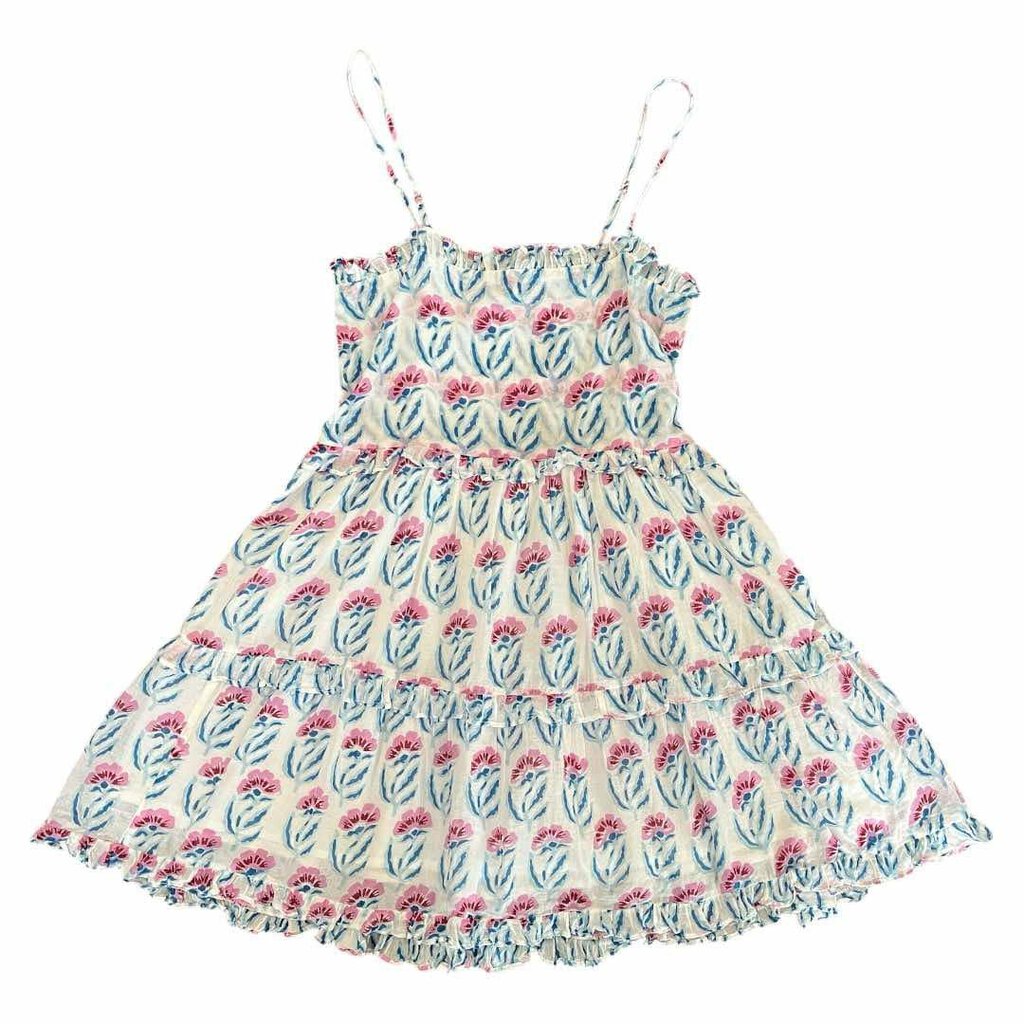 oliphant mini dresses Oliphant Tiered Smocked Back Mini Dress in Poppy Blue