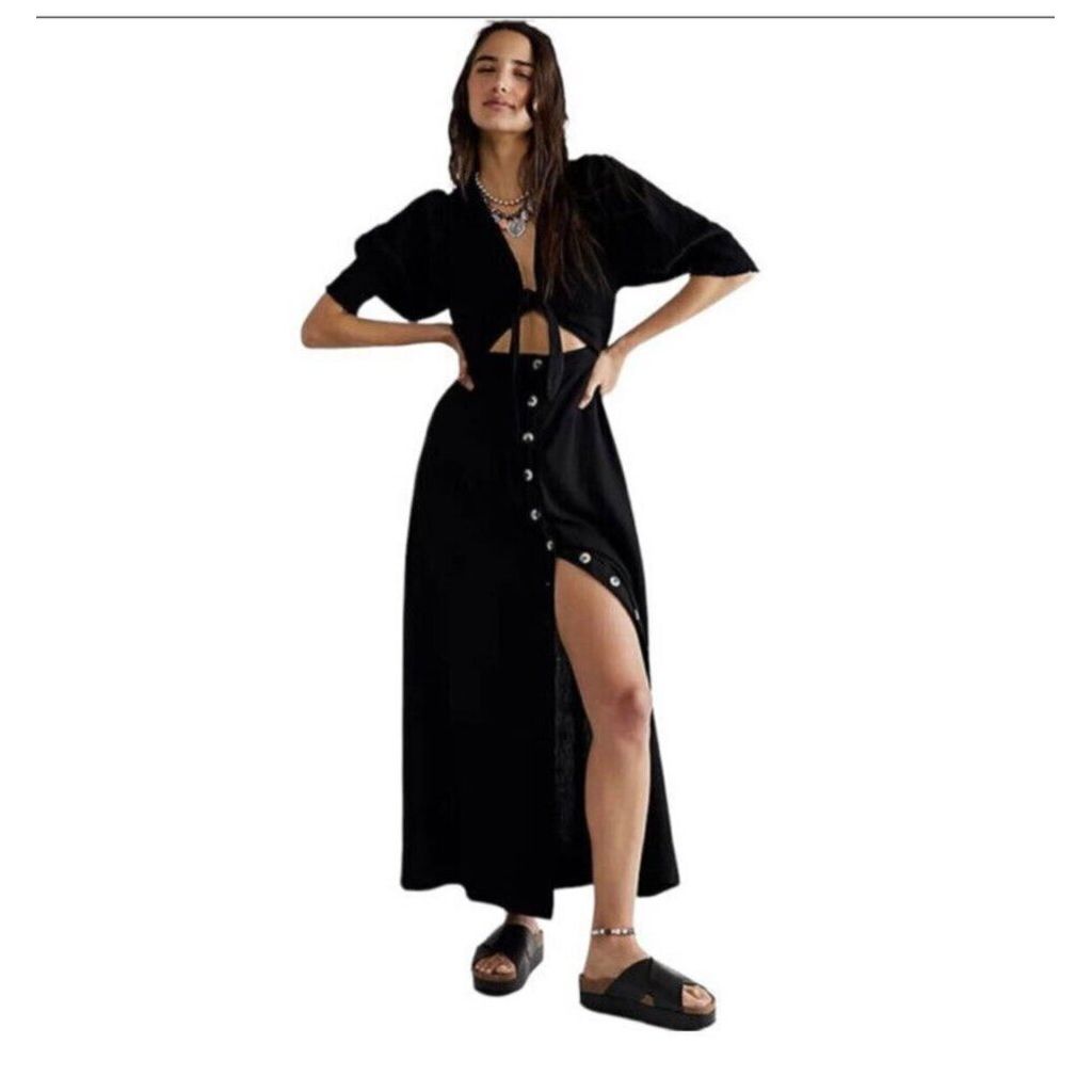 free people embrace it maxi dress Free People Womens String Of Hearts Cut-Out Knot Front Maxi Dress Black S