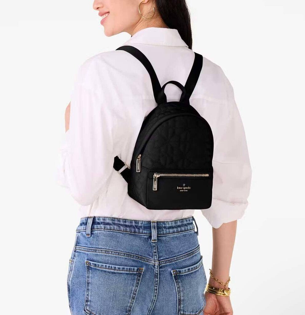 【Kate Spade】Spade Flower Quilted Fabric Small Backpack Kate Spade] Spade Flower Quilted Fabric Small Backpack KK158