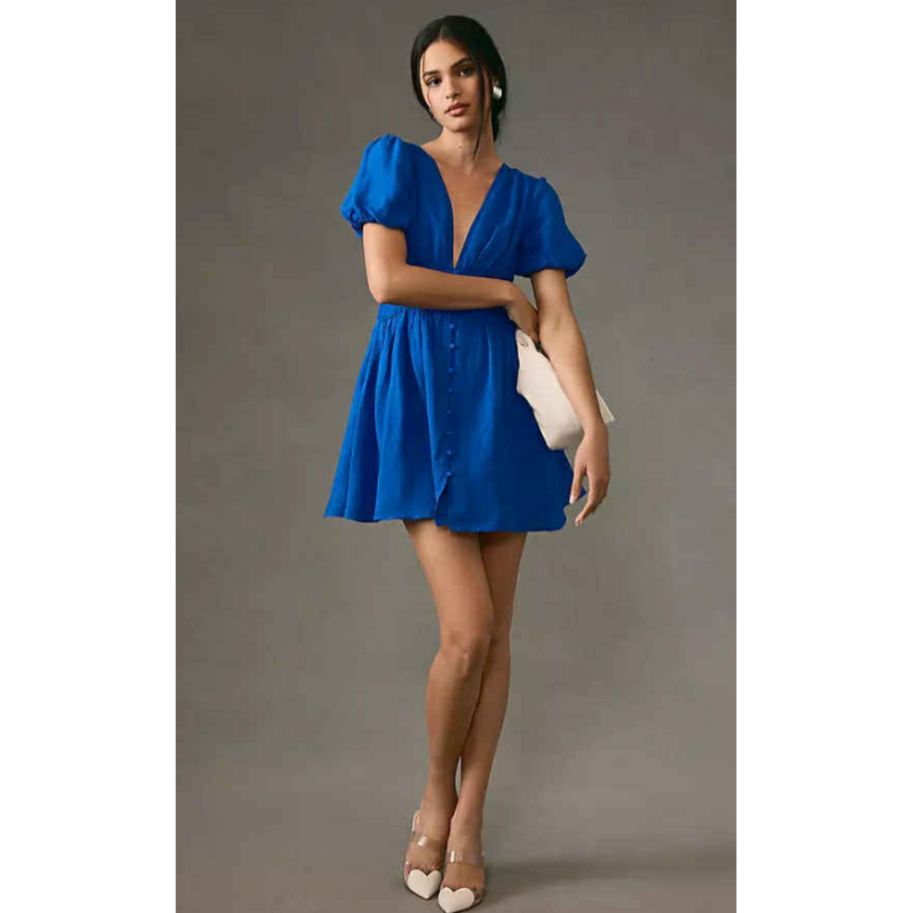 blue anthropologie dress Anthropologie + The Somerset Maxi Dress: Linen Edition, Blue