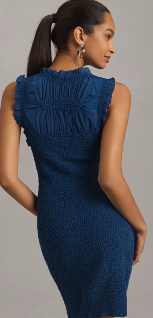 Anthropologie Ruffle Trim Textured Mini Dress