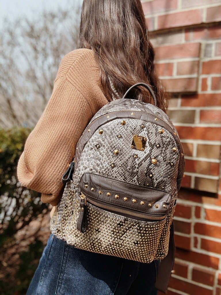 MCM Visetos Snakeskin Studded Leather Backpack – Chic Boutique Consignments