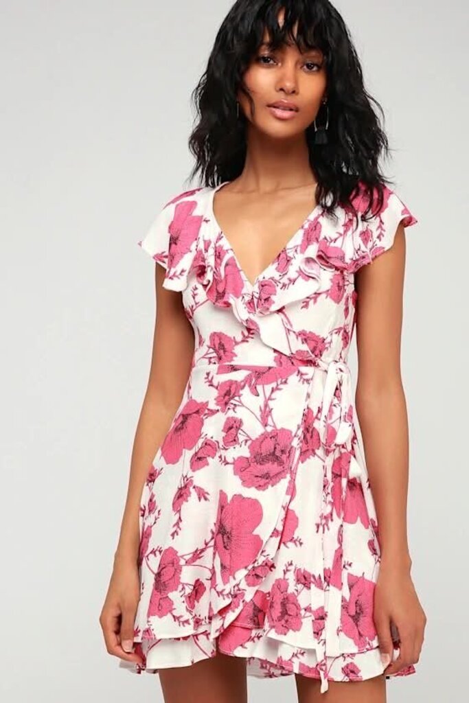 Free People Ivory French Quarter Printed Mini Wrap Dress