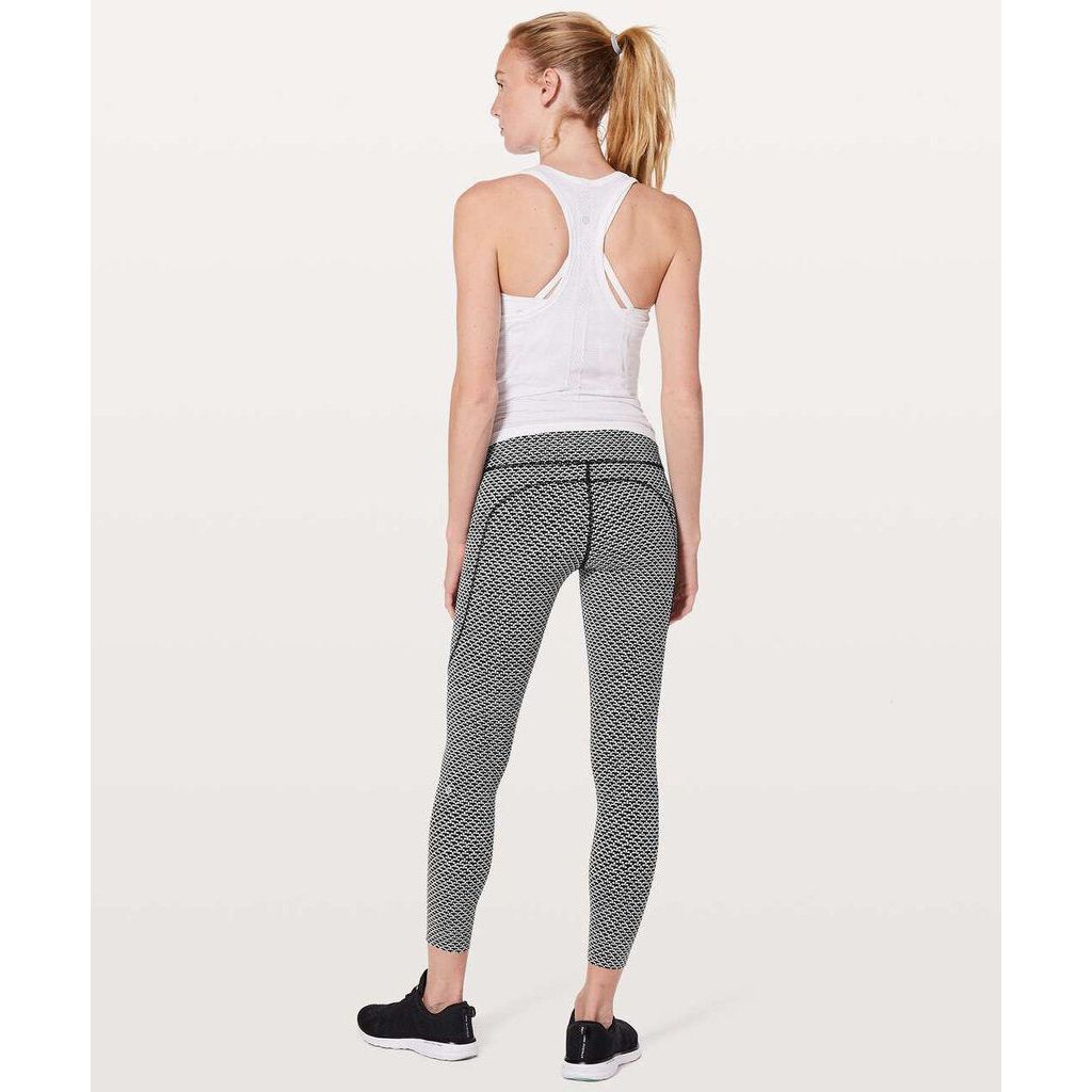 Lululemon Fast and Free 7/8 Tight in Monochromic Black- Size 4