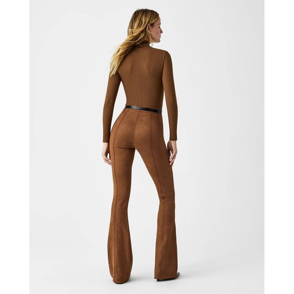 Spanx NWT Faux Suede Flare Pants in Rich Caramel - Size XS Tall