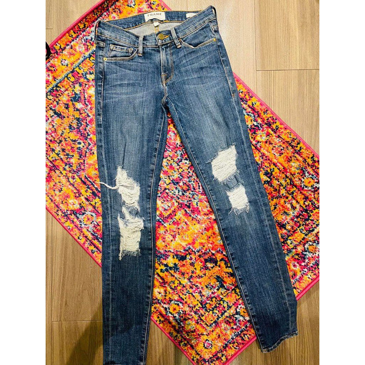 Frame Distressed Skinny Jeans - Size 24