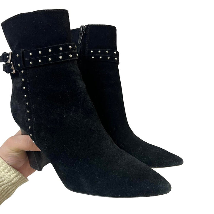 PAIGE Celia Black Suede Studded Bootie - Size 7