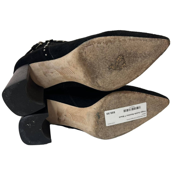 PAIGE Celia Black Suede Studded Bootie - Size 7