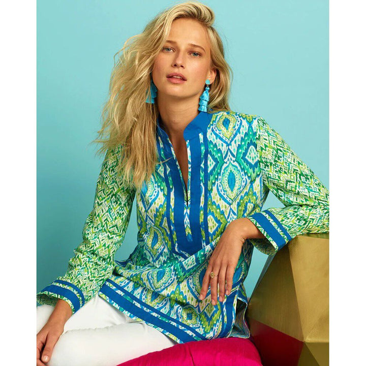 NicoBlu Tunic in Jungle Green Ikat - Size XS