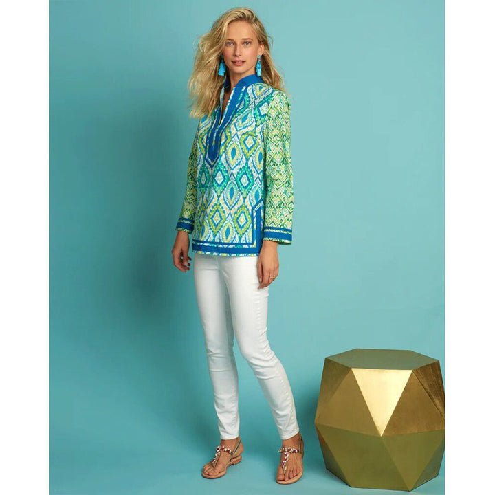 NicoBlu Tunic in Jungle Green Ikat - Size XS