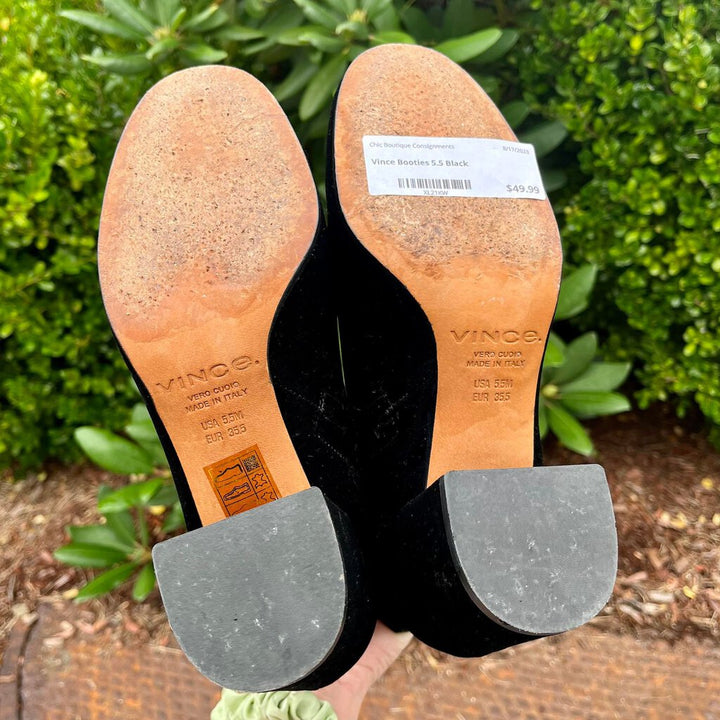 Vince Velvet High Heel Zip Up Ankle Boots - Size 5.5