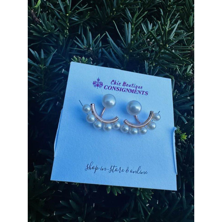 Honora Round Studded Pearl U Shaped Drop Earrings