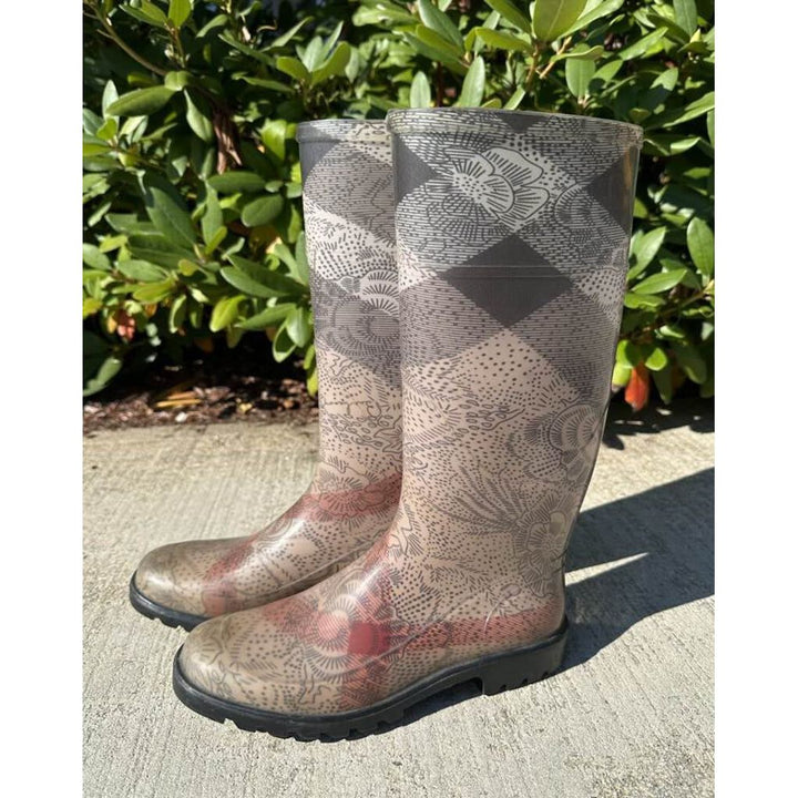 Burberry Paisley Flower Nova Check Rain Boot - Size 37