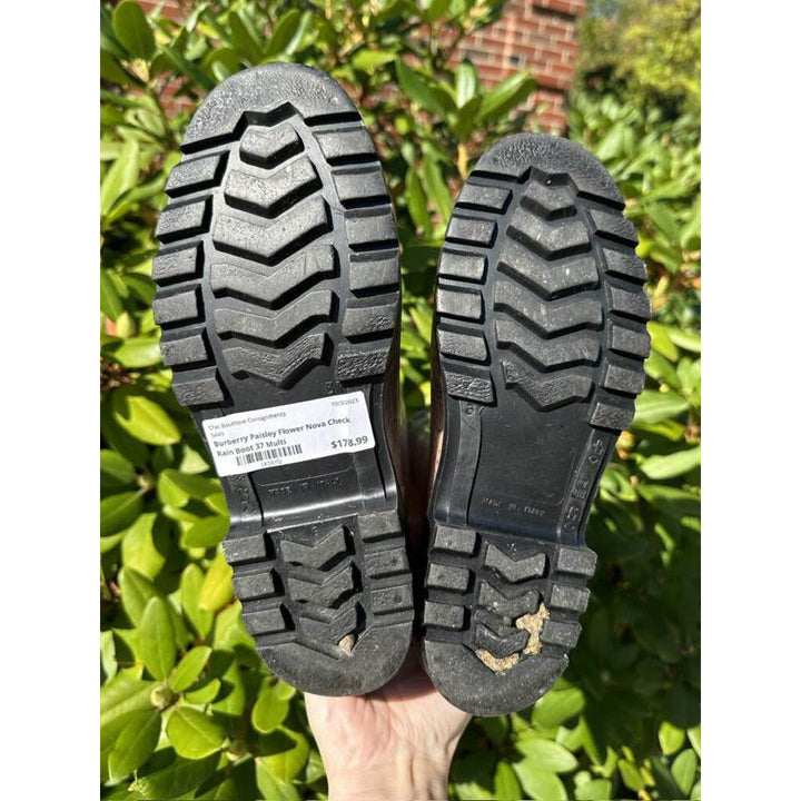 Burberry Paisley Flower Nova Check Rain Boot - Size 37