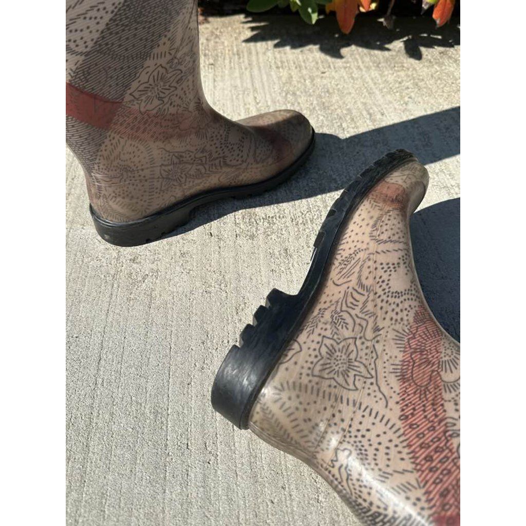 Burberry Paisley Flower Nova Check Rain Boot - Size 37