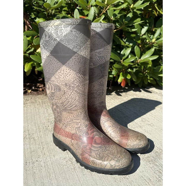 Burberry Paisley Flower Nova Check Rain Boot - Size 37