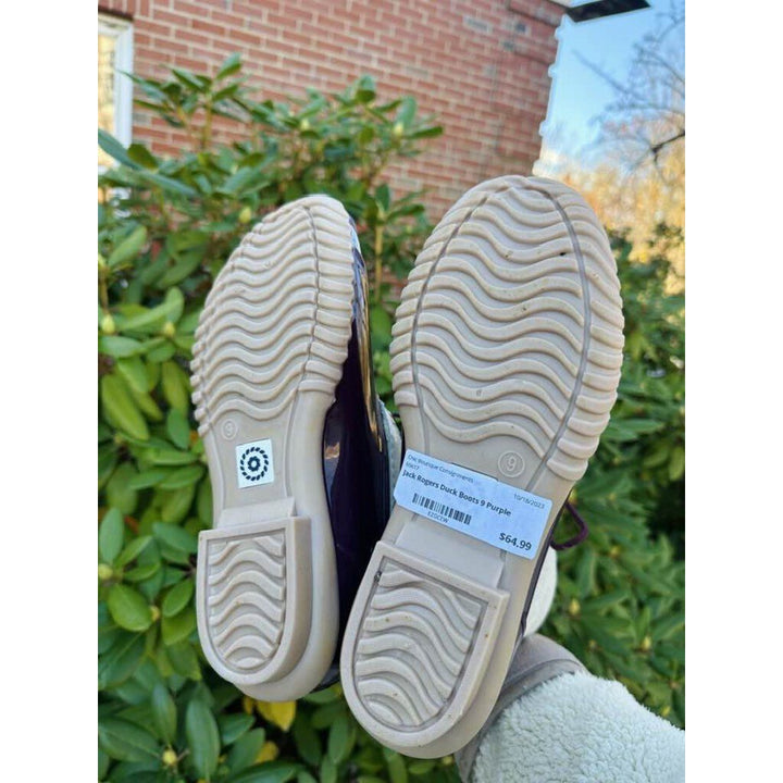 Jack Rogers Scalloped Chloe Boot in Burgundy & Off-White Metallic - Size 9