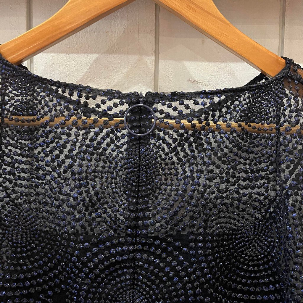 Akris Punto Metallic 3D Dot Embroidery Blouse - Size 8