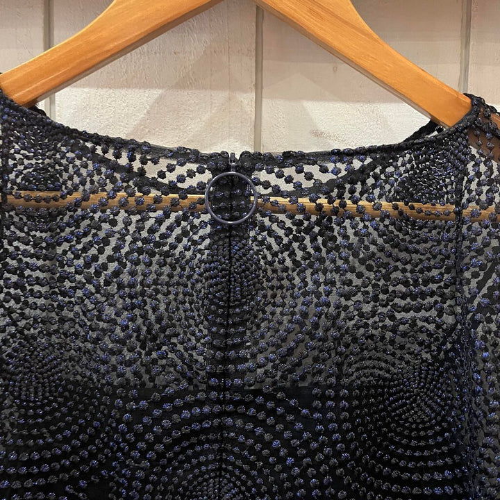 Akris Punto Metallic 3D Dot Embroidery Blouse - Size 8