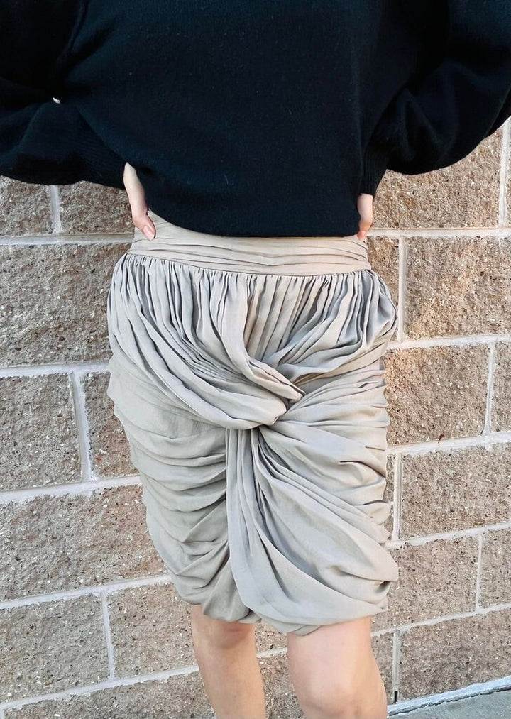 Burberry Prorsum NWT Taupe Knotted Silk Chiffon Skirt - Size 44