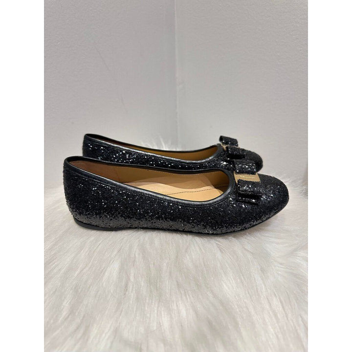 Salvatore Ferragamo Glitter Bow Flats - Size 32