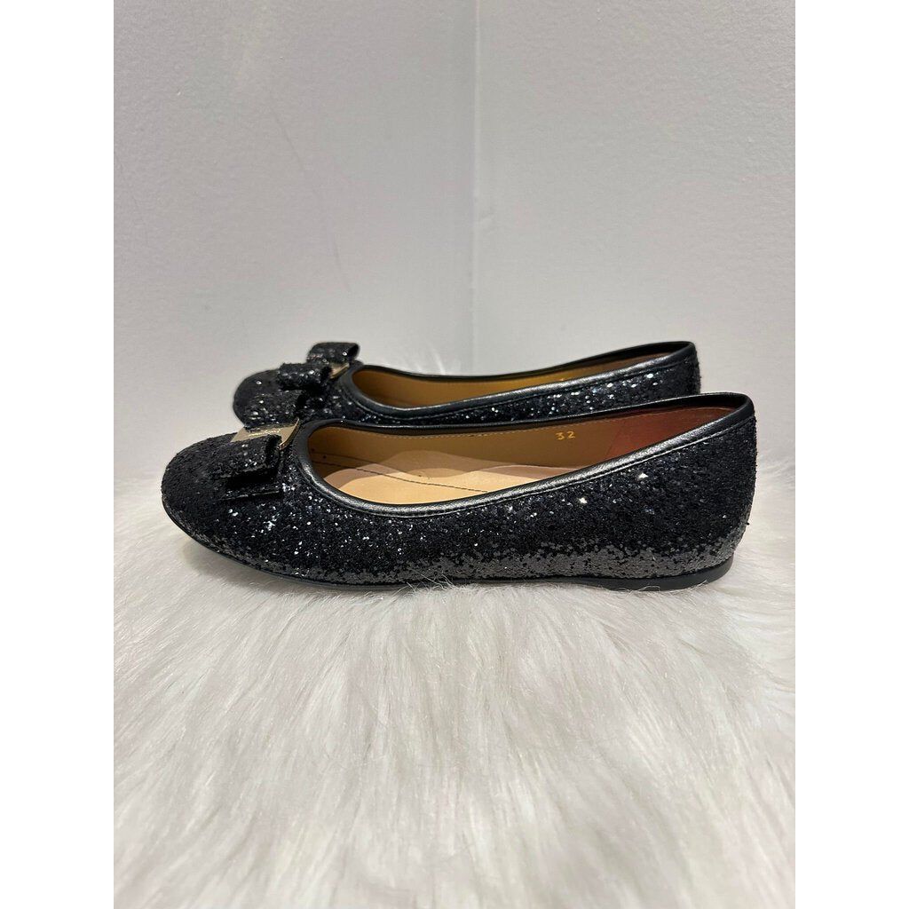 Salvatore Ferragamo Glitter Bow Flats - Size 32