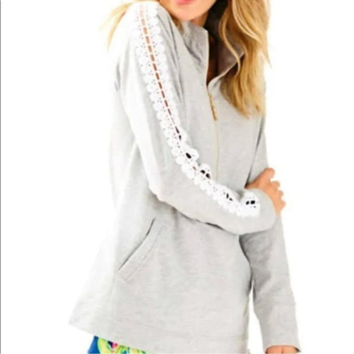 Lilly Pulitzer Popover in Heather Sand Lace Sleeves - Size XXS