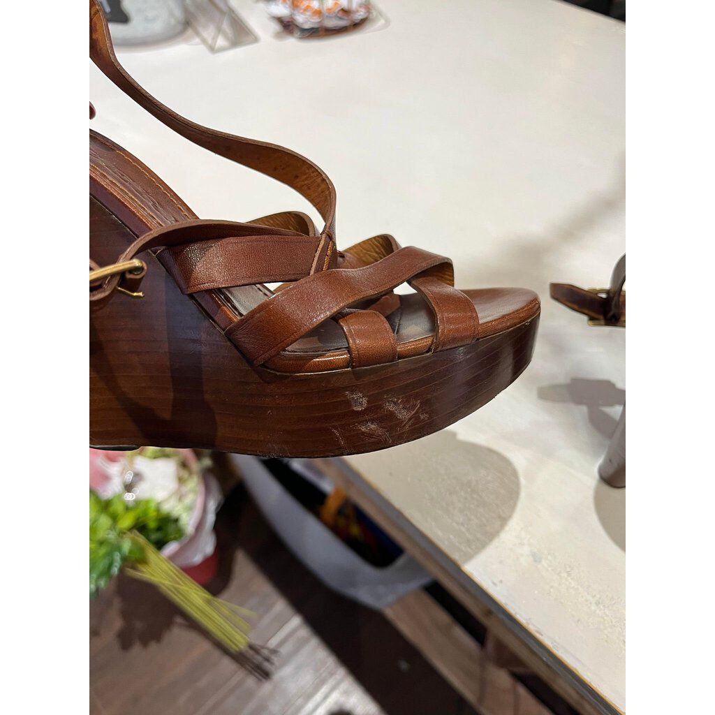 Burberry Leather Slingback Sandals - Size 38.5