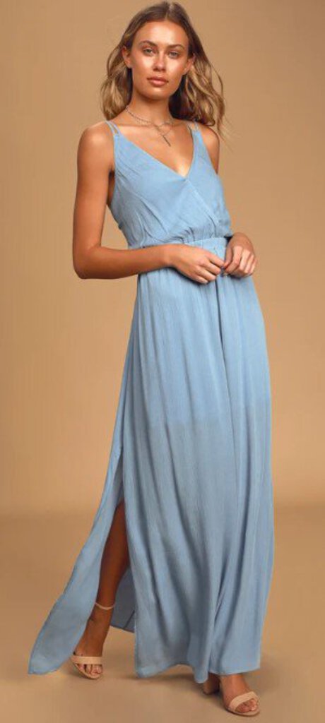 Lulus NWT Lost in Paradise Slate Blue Maxi Dress - Size XXS