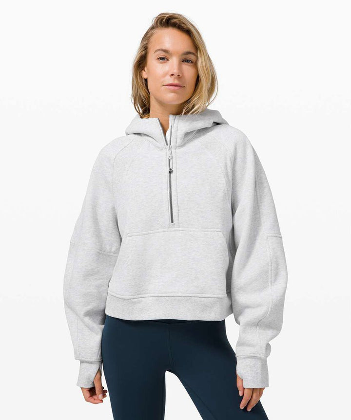 Lululemon Scuba Oversized 1/2 Zip Hoodie in Heathered Core Ultra Light Grey - Size XS/S(Retails $118)