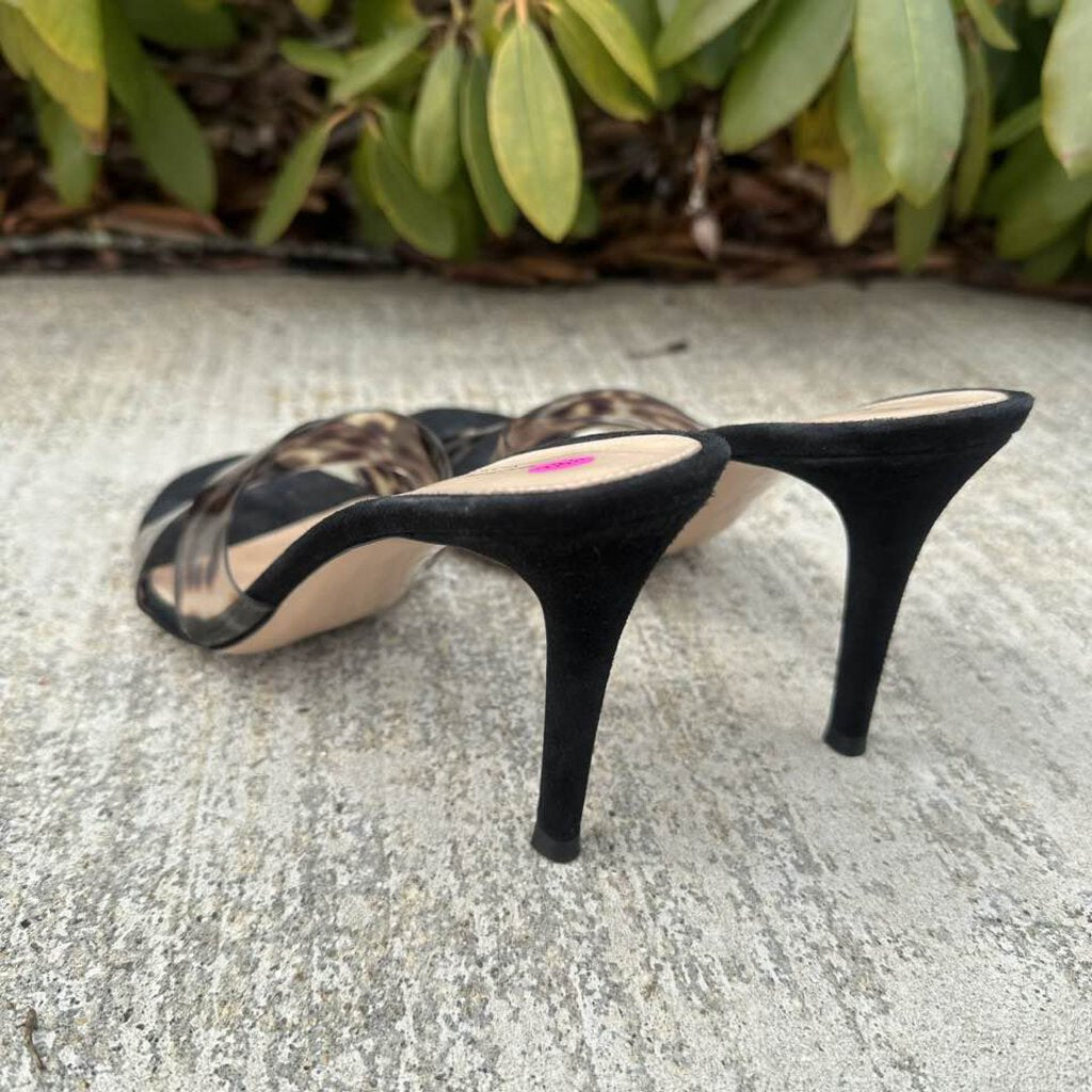 Gianvito Rossi Ilenia Crisscross Leopard-Print PVC & Leather Mules - Size 38.5