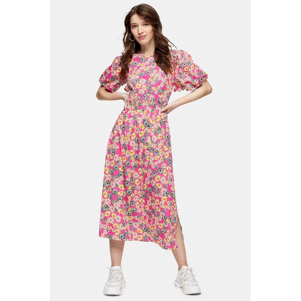 Topshop Puff Sleeve Floral Dress
