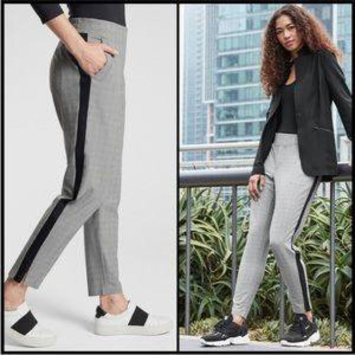 Athleta Plaid Brooklyn Ankle Pant Black White - Size 2