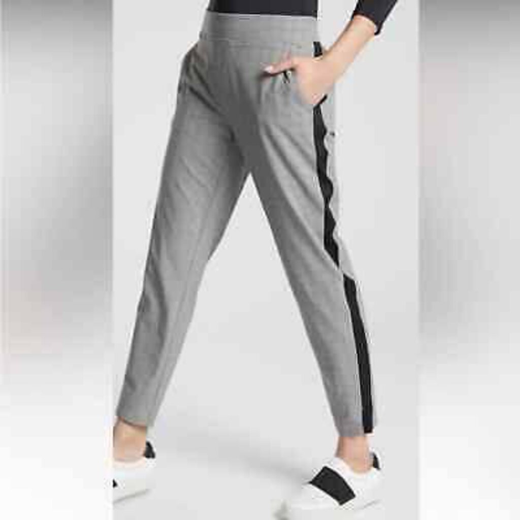 Athleta Plaid Brooklyn Ankle Pant Black White - Size 2