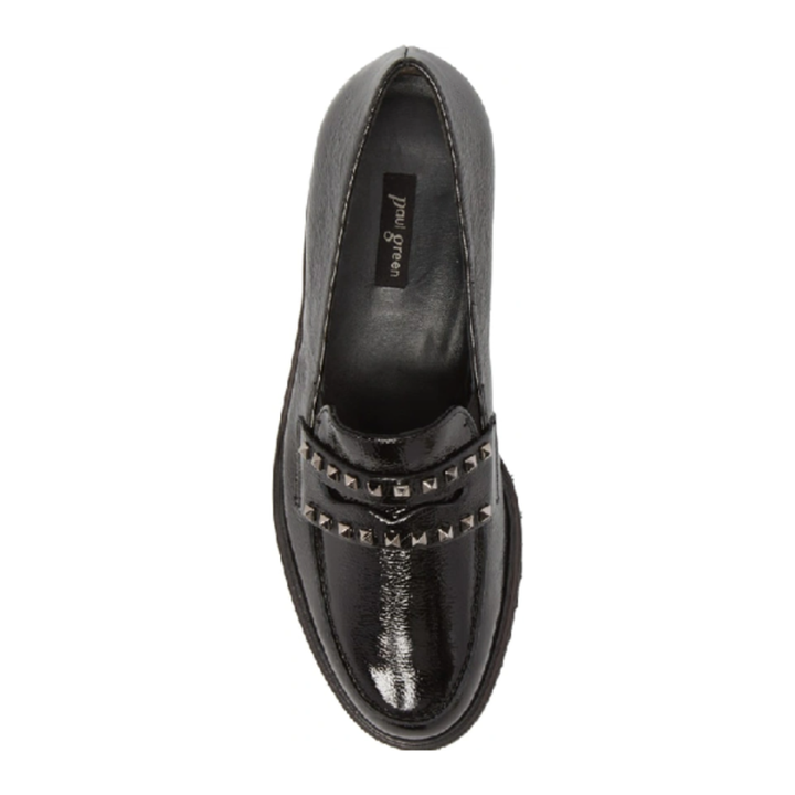 Paul Green Sofia Loafer In Black Crinkle Patent - Size 9.5