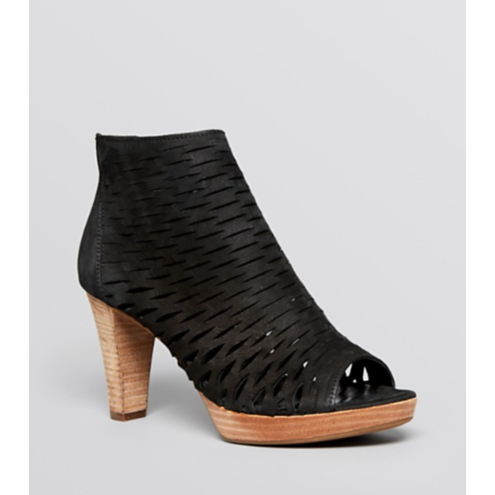 Paul Green Tracey Caged Peep Toe Bootie in Black Nubuck - Size 9.5