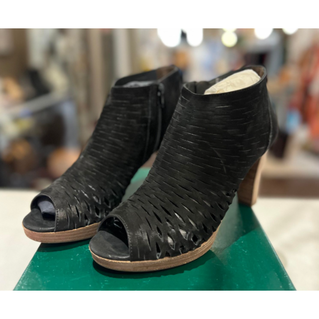 Paul Green Tracey Caged Peep Toe Bootie in Black Nubuck - Size 9.5