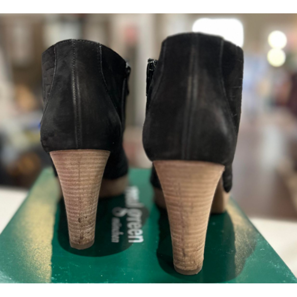 Paul Green Tracey Caged Peep Toe Bootie in Black Nubuck - Size 9.5