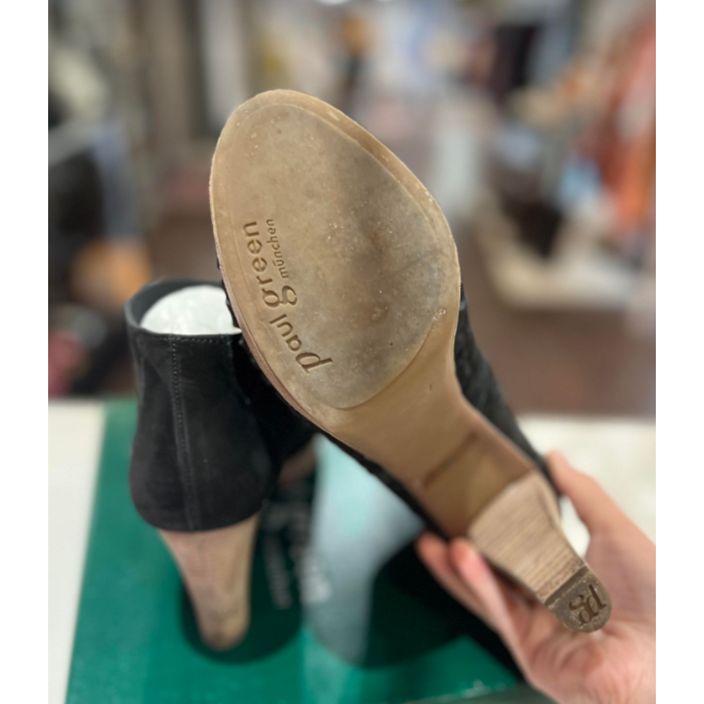 Paul Green Tracey Caged Peep Toe Bootie in Black Nubuck - Size 9.5