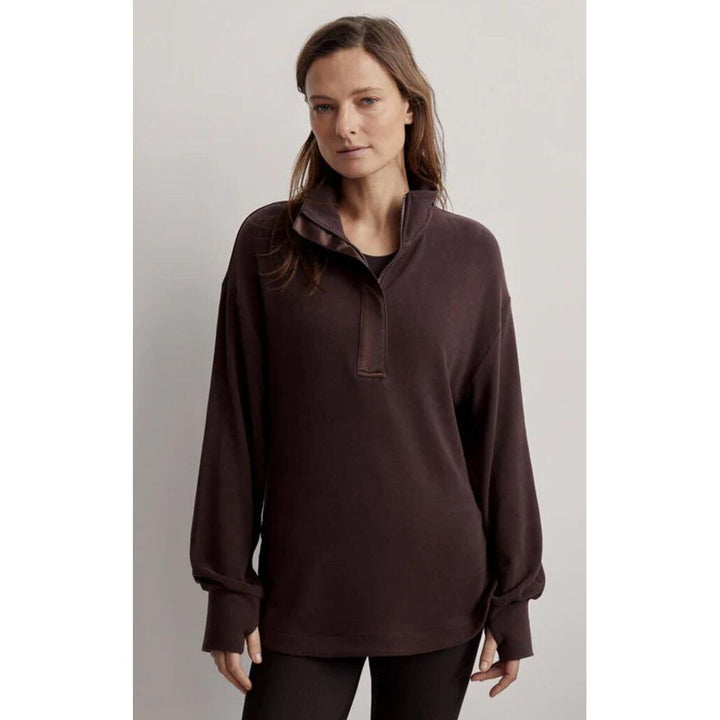 Varley Roeder Half Zip Midlayer in Coffee Bean - Size Large