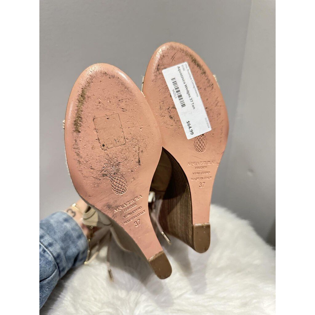 Aquazzura Cutout Suede Wedges - Size 37