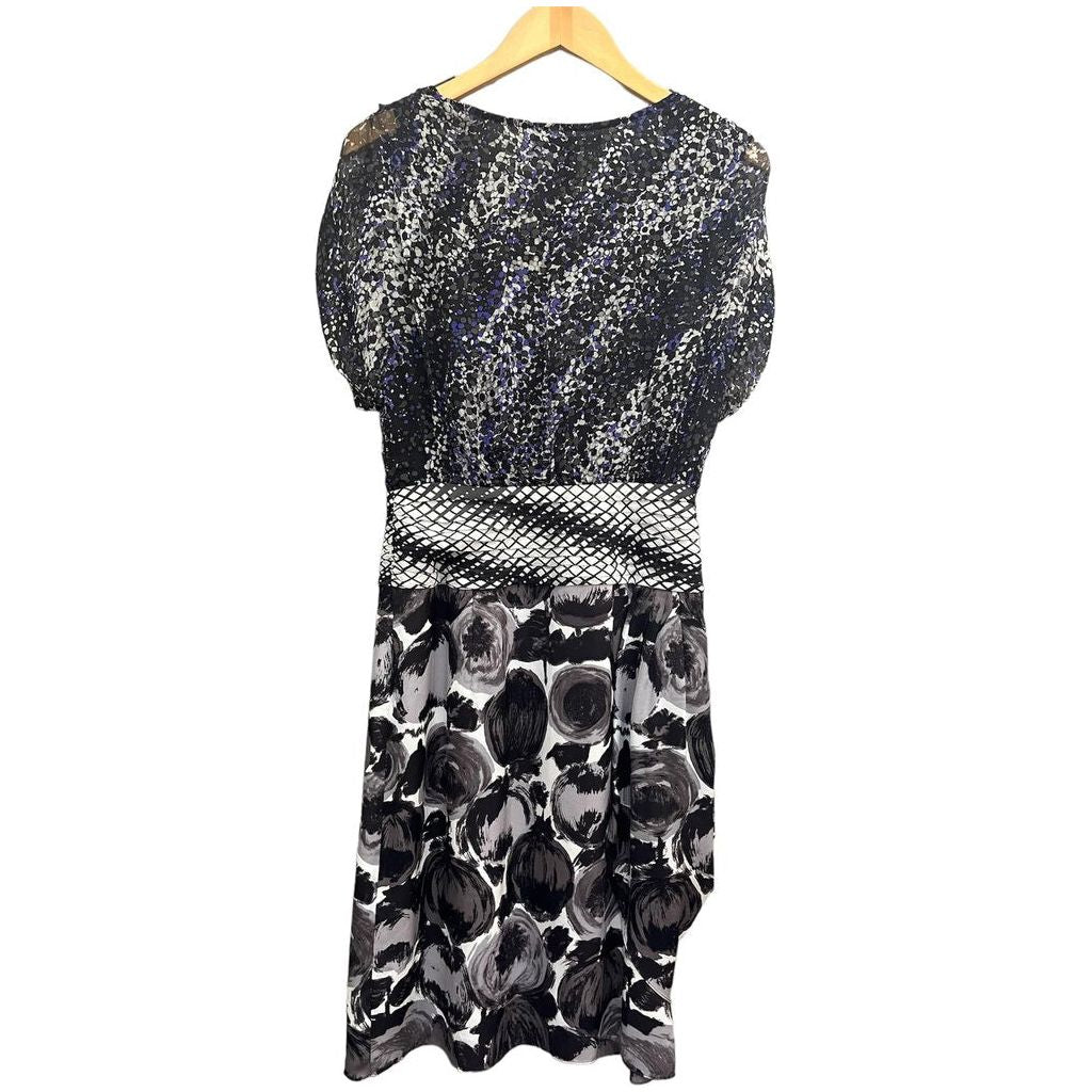 BCBG Maxazaria Satin Tiered Feather Dress - Size 8