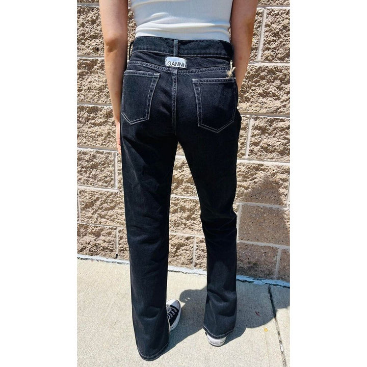 Ganni Side Slit Jeans in Black - Size 27
