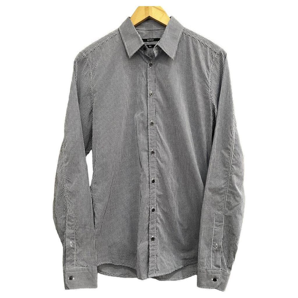 gucci men's button up dress shirt Black Logo Down this shirt is crafted from light blue and white striped cotton poplin GUCCI Oxford Cotton Shirt With
