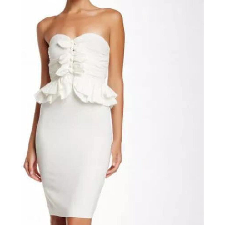 Jill Stuart NWT Strapless Ruched Peplum Bow Sheath Dress - Size 8