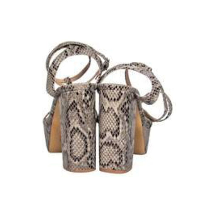 Free People Beige Snakeskin Strappy Platform Pumps - Size 8