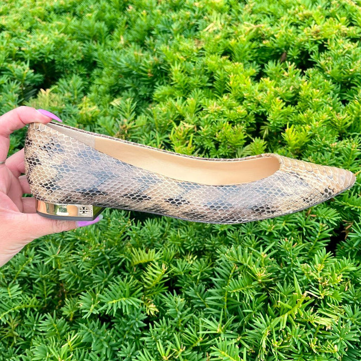 Tory Burch Bedford Snake Embossed Flats - Size 8