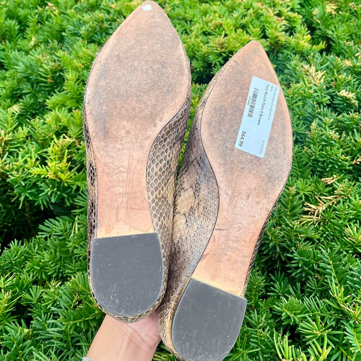 Tory Burch Bedford Snake Embossed Flats - Size 8