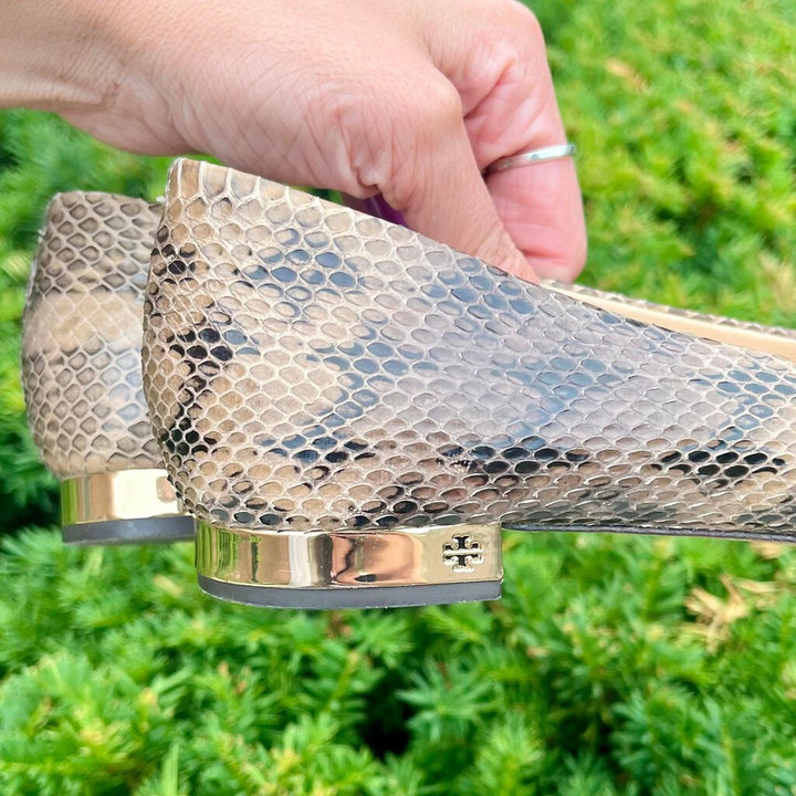 Tory Burch Bedford Snake Embossed Flats - Size 8