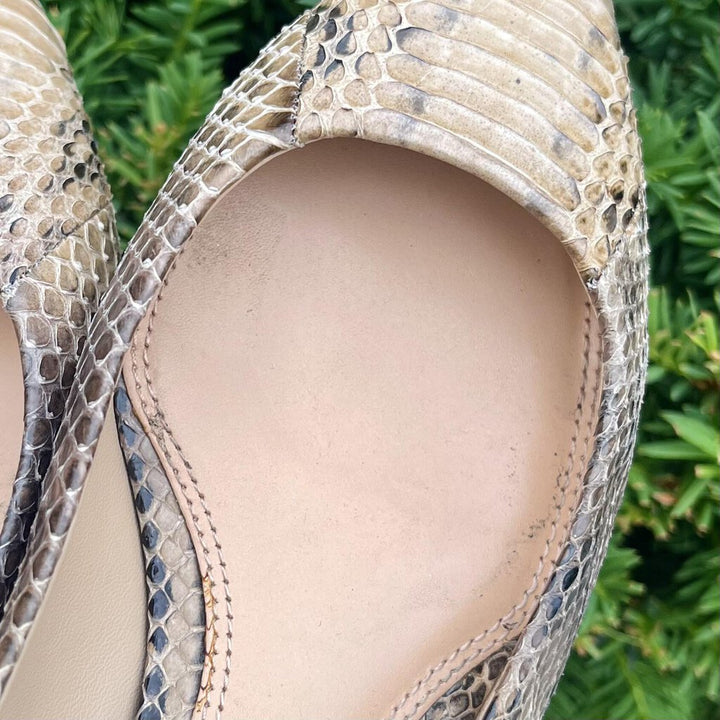 Tory Burch Bedford Snake Embossed Flats - Size 8